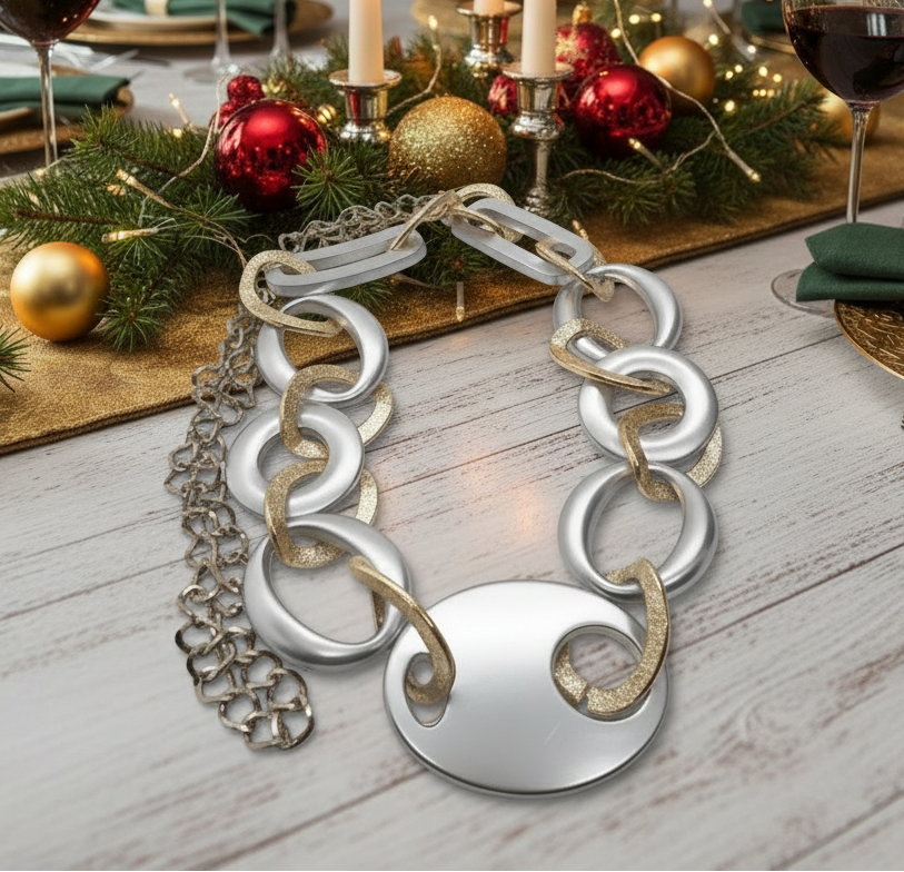 Gold and Silver Chain Look Necklace