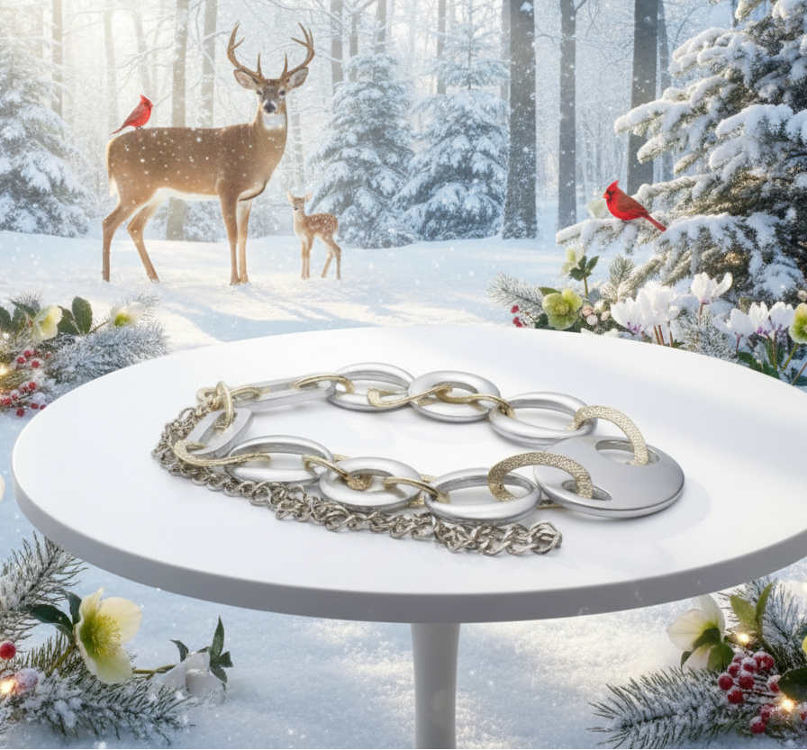 Gold and Silver Chain Look Necklace