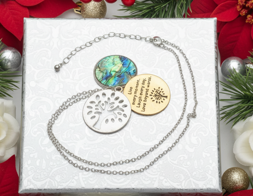 Lovely Triple Circle Abalone Necklace