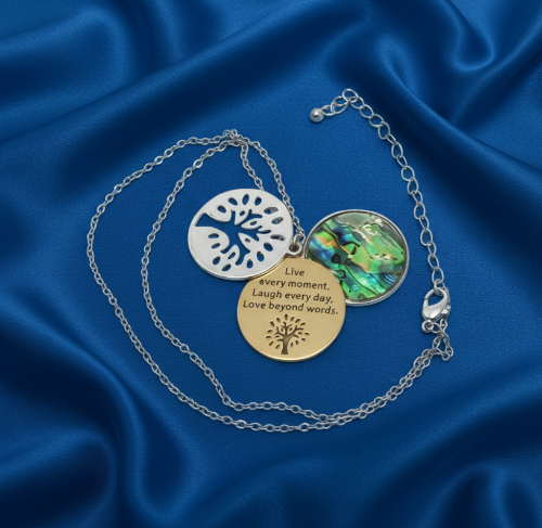 Lovely Triple Circle Abalone Necklace