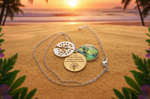Lovely Triple Circle Abalone Necklace
