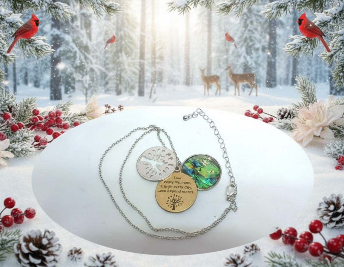 Lovely Triple Circle Abalone Necklace