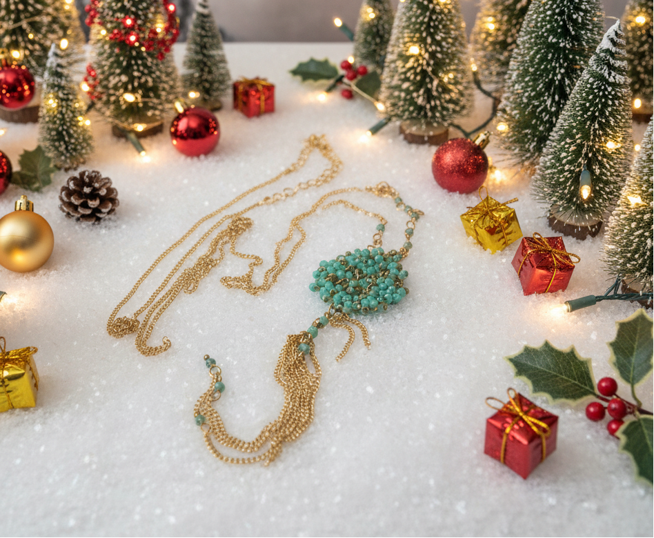 Lovely Long Green Crystal Necklace