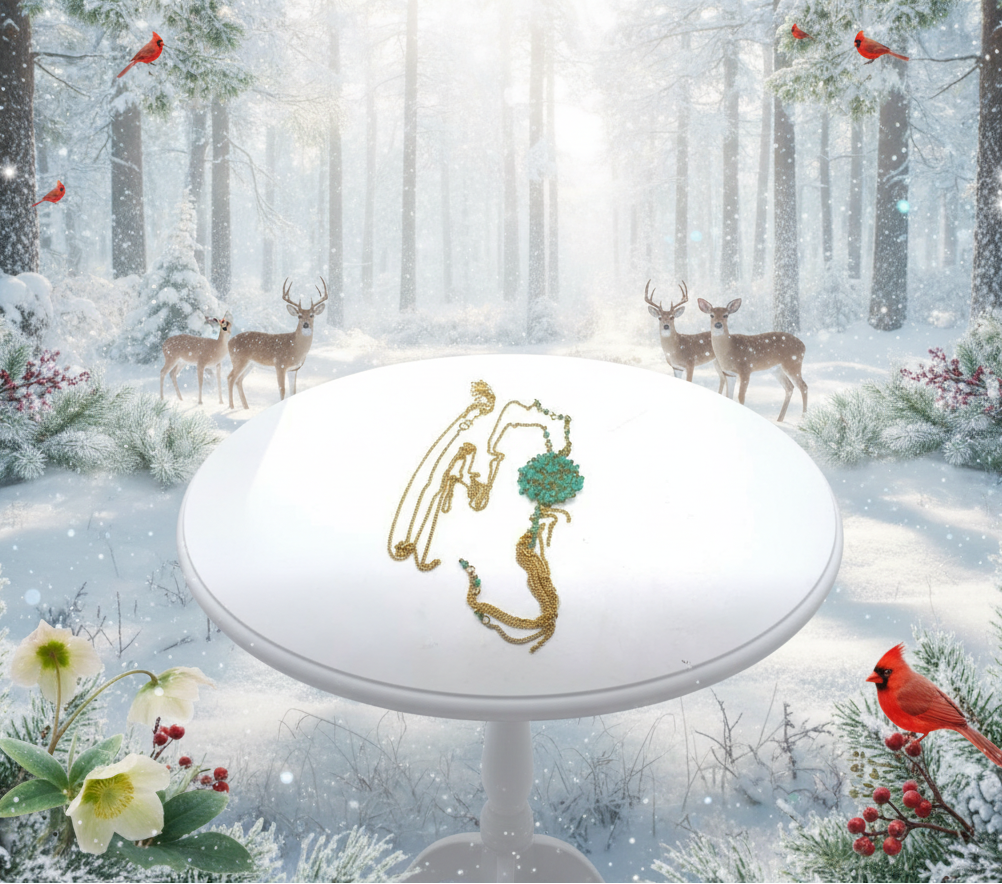 Lovely Long Green Crystal Necklace