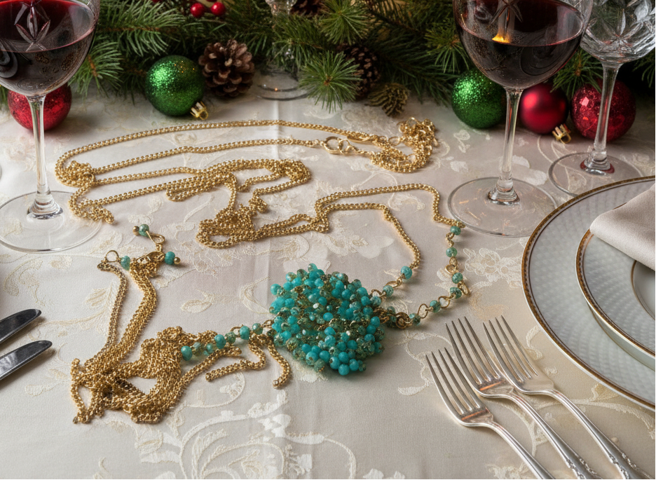 Lovely Long Green Crystal Necklace