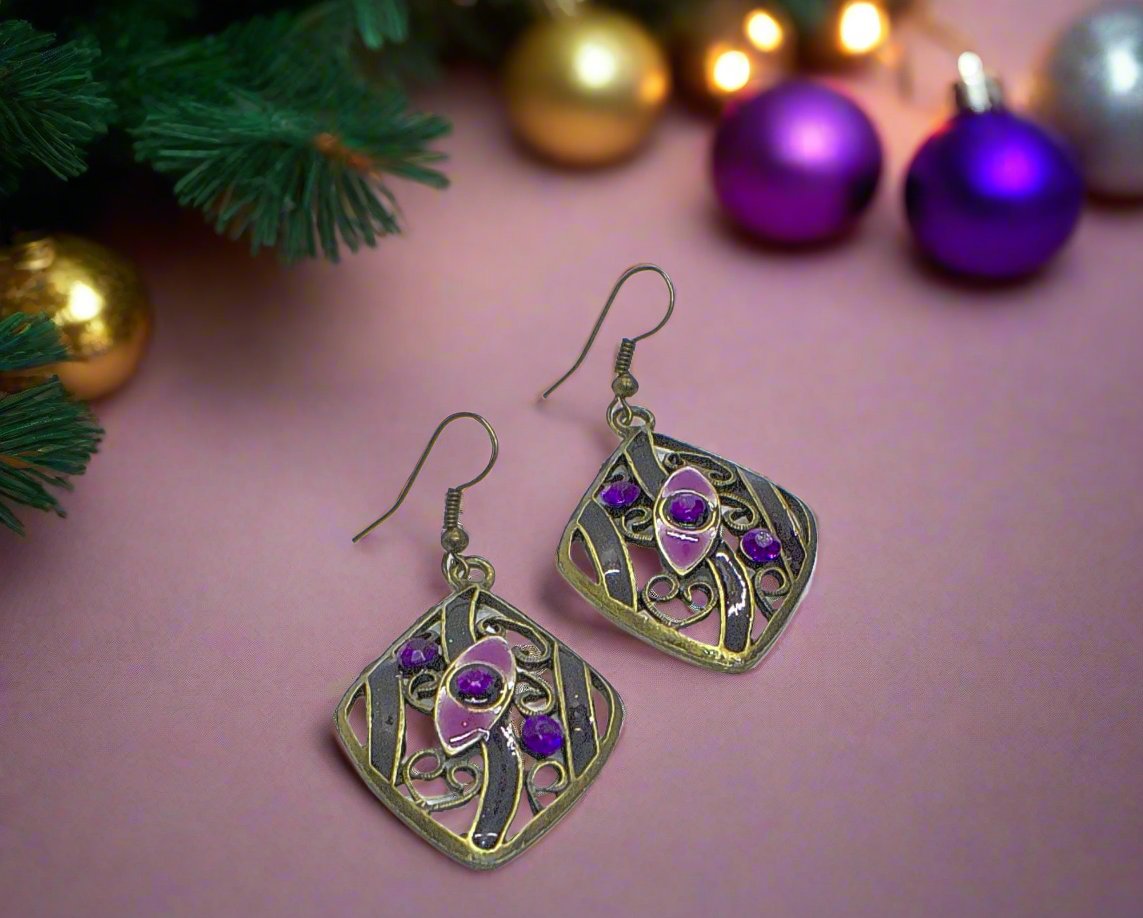 Lovely Bronze and Purple Earrings