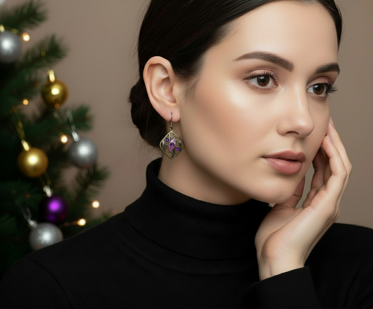 Lovely Bronze and Purple Earrings