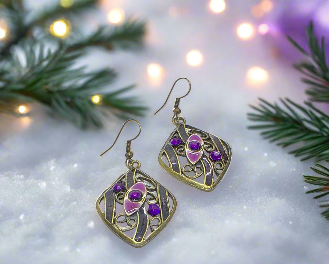 Lovely Bronze and Purple Earrings