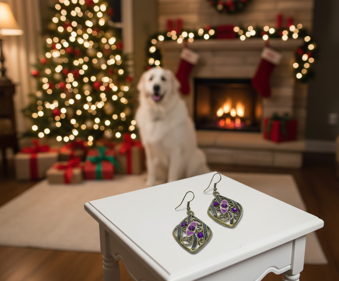Lovely Bronze and Purple Earrings