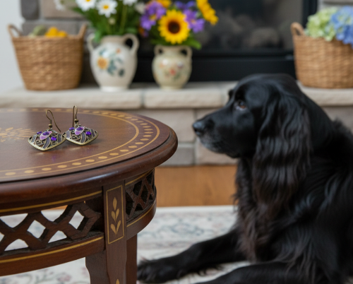 Lovely Bronze and Purple Earrings