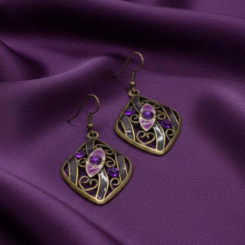 Lovely Bronze and Purple Earrings