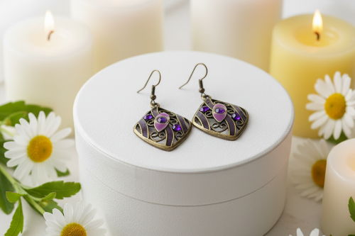 Lovely Bronze and Purple Earrings