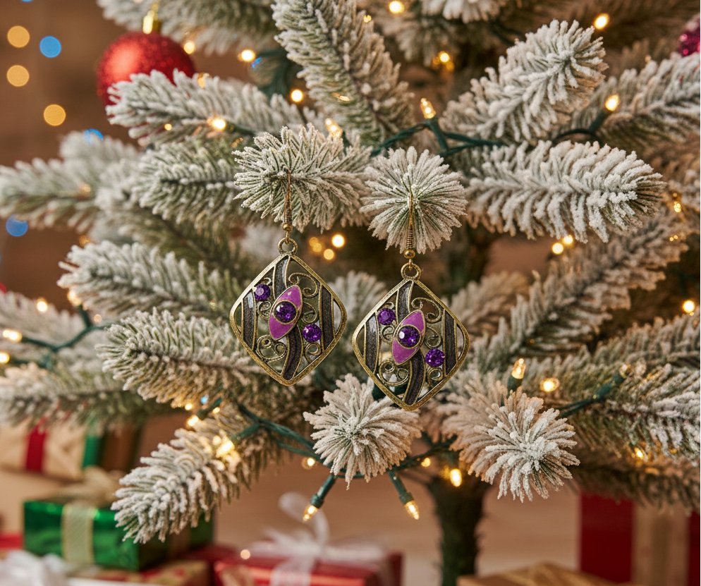 Lovely Bronze and Purple Earrings