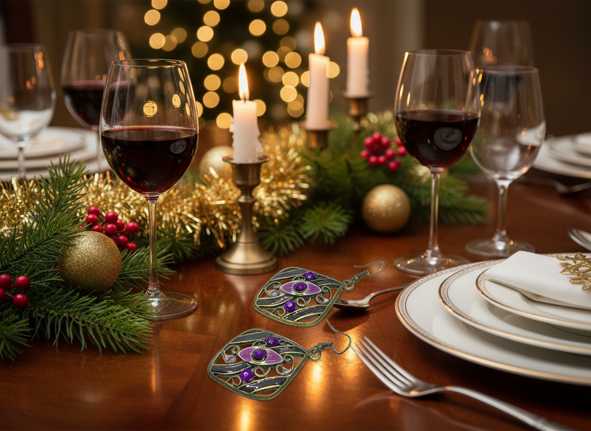 Lovely Bronze and Purple Earrings