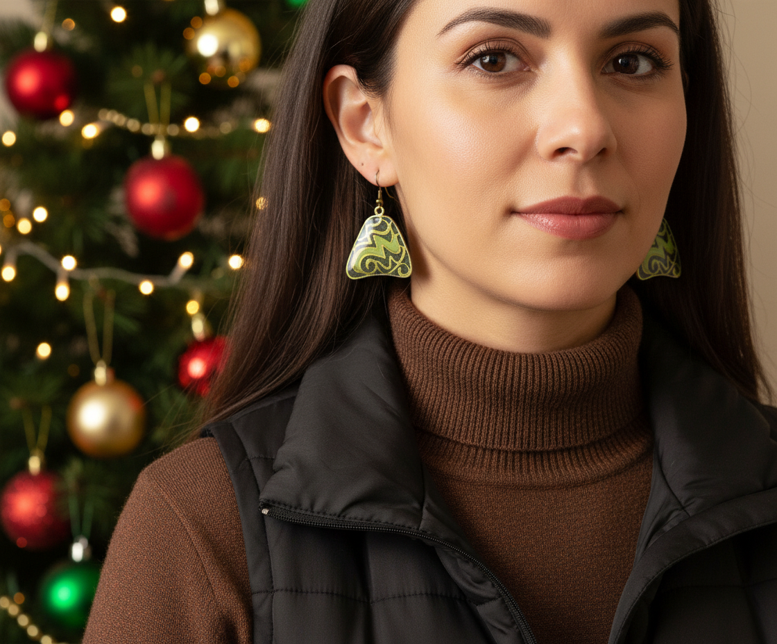 Lovely Green Glitter Earrings