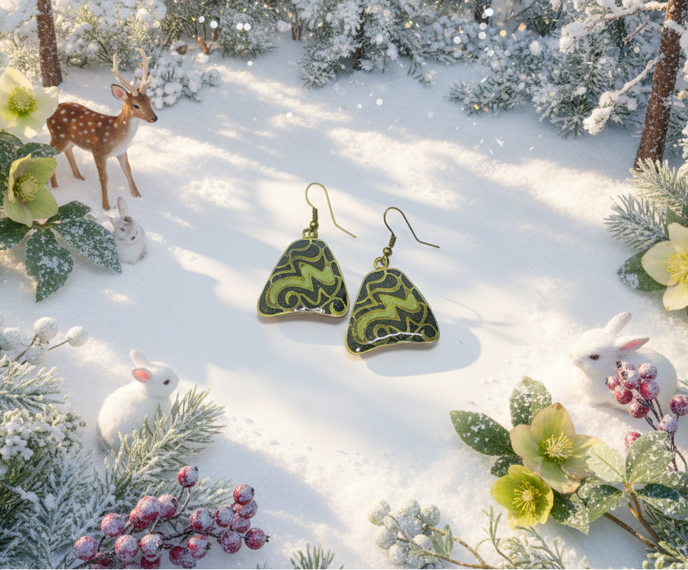 Lovely Green Glitter Earrings