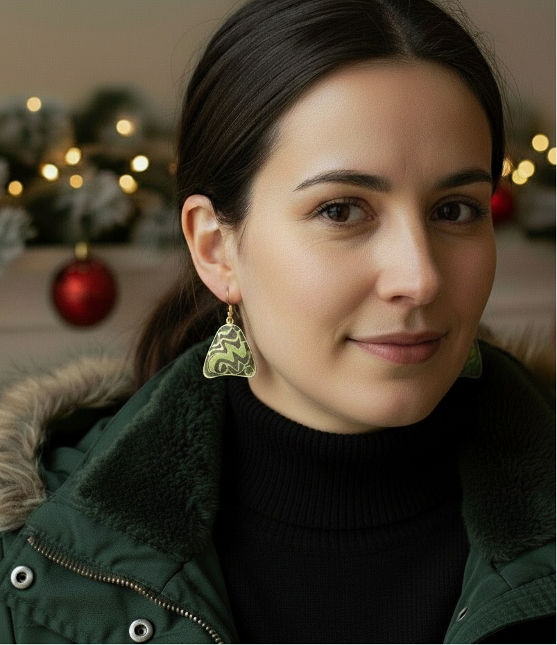 Lovely Green Glitter Earrings