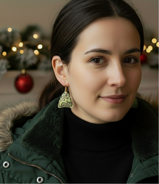 Lovely Green Glitter Earrings