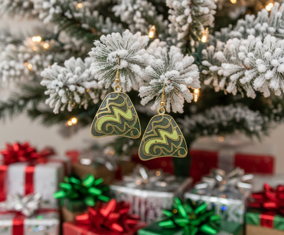 Lovely Green Glitter Earrings