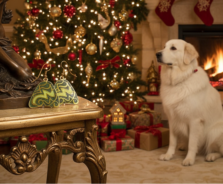 Lovely Green Glitter Earrings