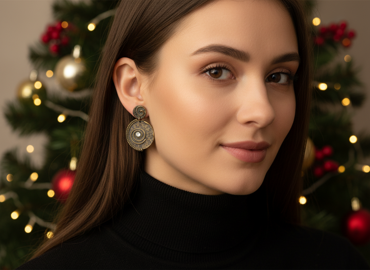 Bronze Oval Earrings