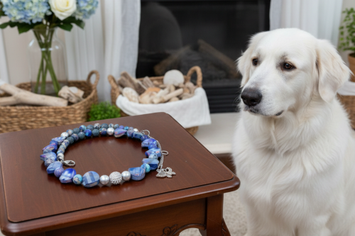 Beautiful Sea Blue Jasper, Firepolish Blue, Silver and Montana Blue, Beaded Necklace handcrafted by Artistry Jewelry