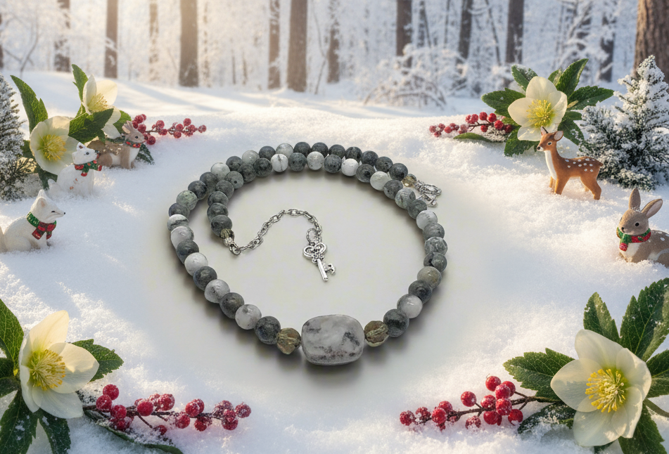 Beautiful Mountain Jade, Labradorite, Semi-precious, Beaded Necklace handcrafted by Artistry Jewelry
