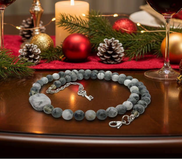 Beautiful Mountain Jade, Labradorite, Semi-precious, Beaded Necklace handcrafted by Artistry Jewelry