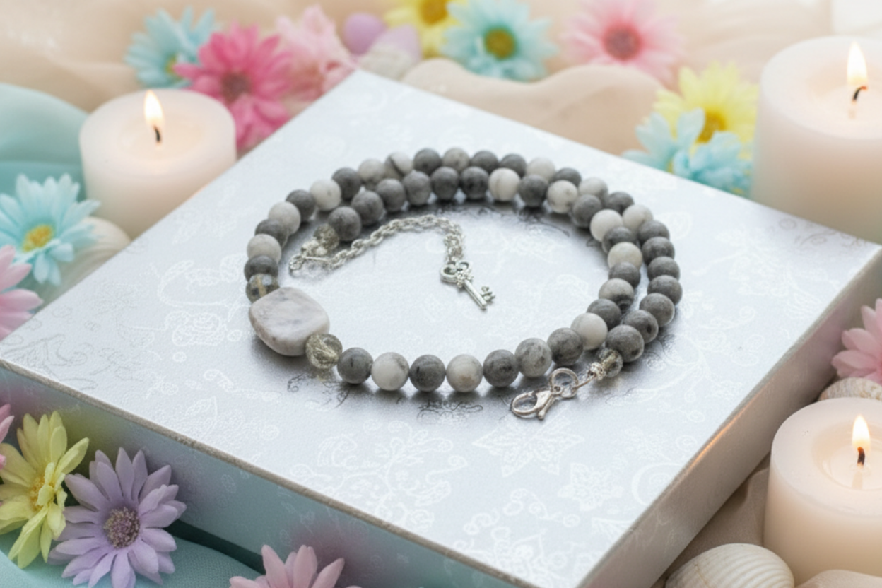 Beautiful Mountain Jade, Labradorite, Semi-precious, Beaded Necklace handcrafted by Artistry Jewelry