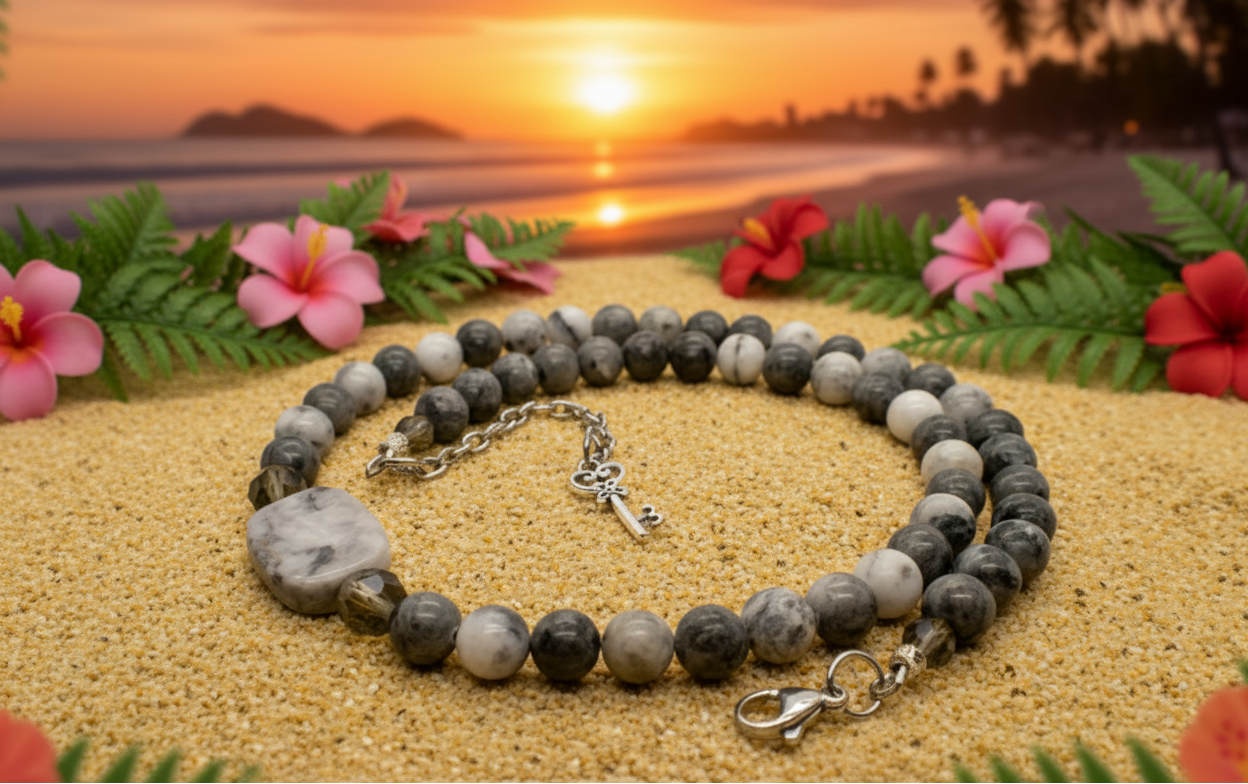 Beautiful Mountain Jade, Labradorite, Semi-precious, Beaded Necklace handcrafted by Artistry Jewelry