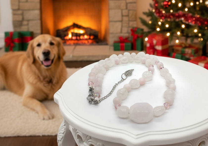 Stunning Rose Pink Quartz and Crystals, Semi-precious Beaded Necklace handcrafted by Artistry Jewelry