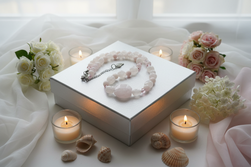Stunning Rose Pink Quartz and Crystals, Semi-precious Beaded Necklace handcrafted by Artistry Jewelry