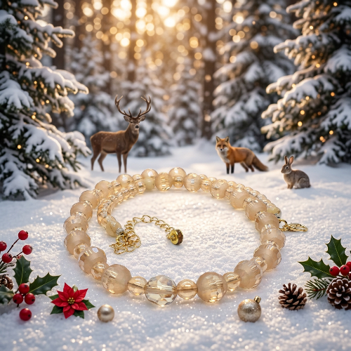 Beautiful Peach/Amber, Crystal and Cream, Golden Shadow Beaded Necklace Set handcrafted by Artistry Jewelry