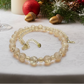 Beautiful Peach/Amber, Crystal and Cream, Golden Shadow Beaded Necklace Set handcrafted by Artistry Jewelry