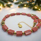 Beautiful Coral Rectangles, Antique Gold Rds, GP Hematite Semi-precious Beaded Necklace handcrafted by Artistry Jewelry