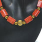 Beautiful Coral Rectangles, Antique Gold Rds, GP Hematite Semi-precious Beaded Necklace handcrafted by Artistry Jewelry
