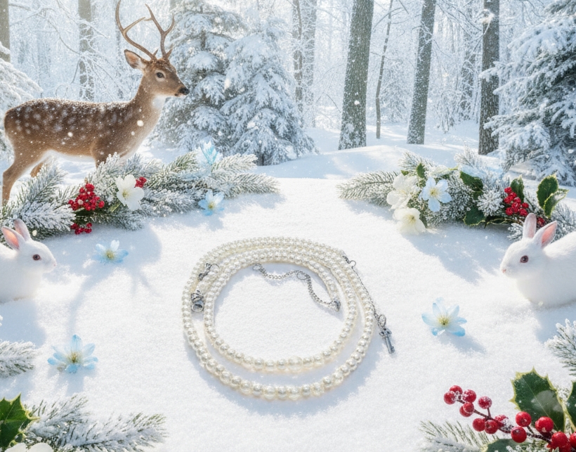 Beautiful Light Peach, Stardust, and Pearl, Two-Strand Beaded Necklace handcrafted by Artistry Jewelry