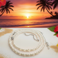 Beautiful Light Peach, Stardust, and Pearl, Two-Strand Beaded Necklace handcrafted by Artistry Jewelry