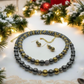 Gorgeous Gold & Black Hematite Two-Strand Beaded Necklace Set handcrafted by Artistry Jewelry