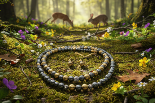 Gorgeous Gold & Black Hematite Two-Strand Beaded Necklace Set handcrafted by Artistry Jewelry