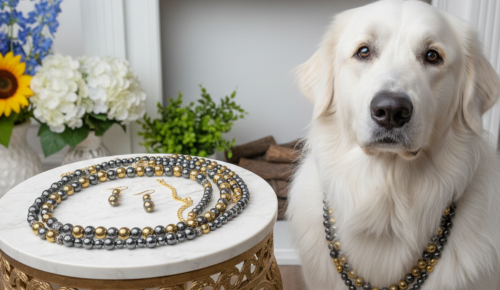 Gorgeous Gold & Black Hematite Two-Strand Beaded Necklace Set handcrafted by Artistry Jewelry