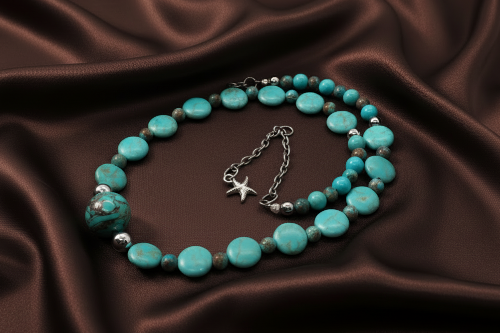 Lovely Crazy Lace Agate & Magnesite, Turquoise, Brown, Semi-precious, Beaded Necklace handcrafted by Artistry Jewelry