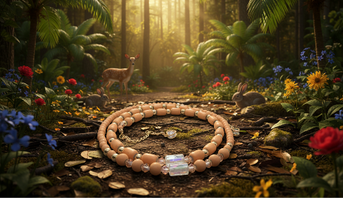Fabulous Peach Desert Sun and Gold Hematite, One-of-a-Kind Beaded Necklace handcrafted by Artistry Jewelry