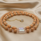 Fabulous Peach Desert Sun and Gold Hematite, One-of-a-Kind Beaded Necklace handcrafted by Artistry Jewelry