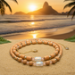 Fabulous Peach Desert Sun and Gold Hematite, One-of-a-Kind Beaded Necklace handcrafted by Artistry Jewelry