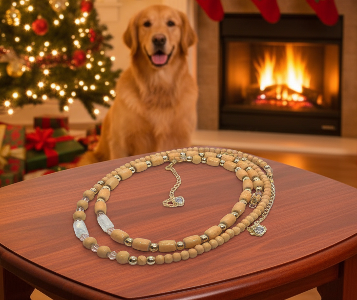 Fabulous Peach Desert Sun and Gold Hematite, One-of-a-Kind Beaded Necklace handcrafted by Artistry Jewelry
