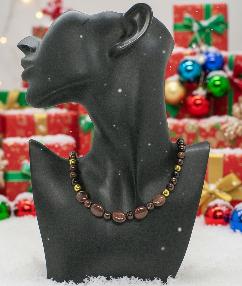 Brilliant Brecca Jasper, Red Tiger Eye, Hematite Beaded Necklace - handcrafted by Artistry Jewelry