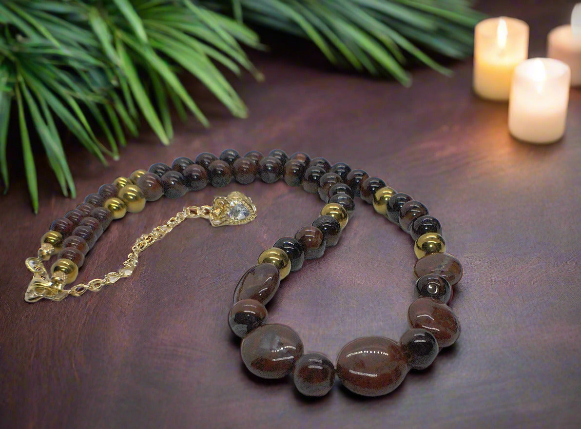 Brilliant Brecca Jasper, Red Tiger Eye, Hematite Beaded Necklace - handcrafted by Artistry Jewelry