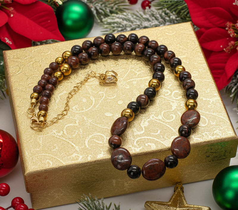 Brilliant Brecca Jasper, Red Tiger Eye, Hematite Beaded Necklace - handcrafted by Artistry Jewelry