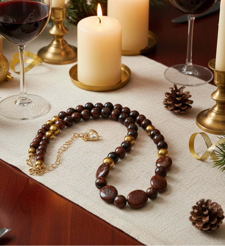 Brilliant Brecca Jasper, Red Tiger Eye, Hematite Beaded Necklace - handcrafted by Artistry Jewelry